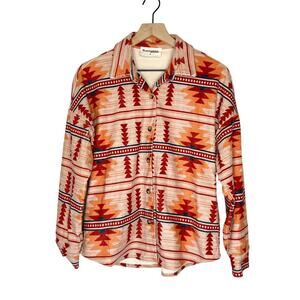 Savannah Jane Lucille Corduroy Shirt Jacket Aztec Fall colors size small